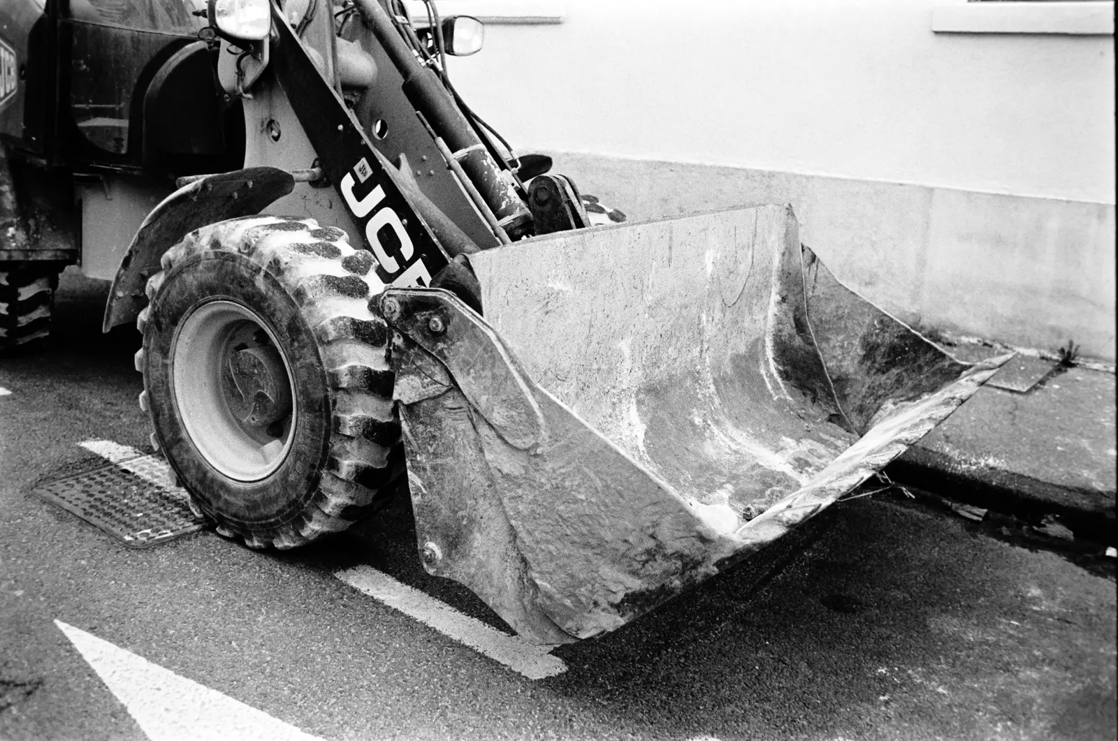 JCB loader bucket, black and white