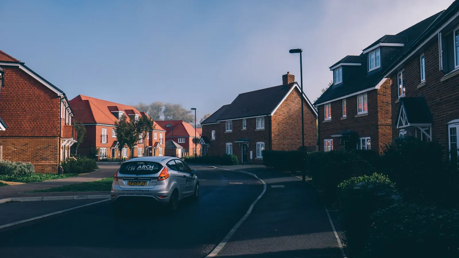Street of new-build brick homes